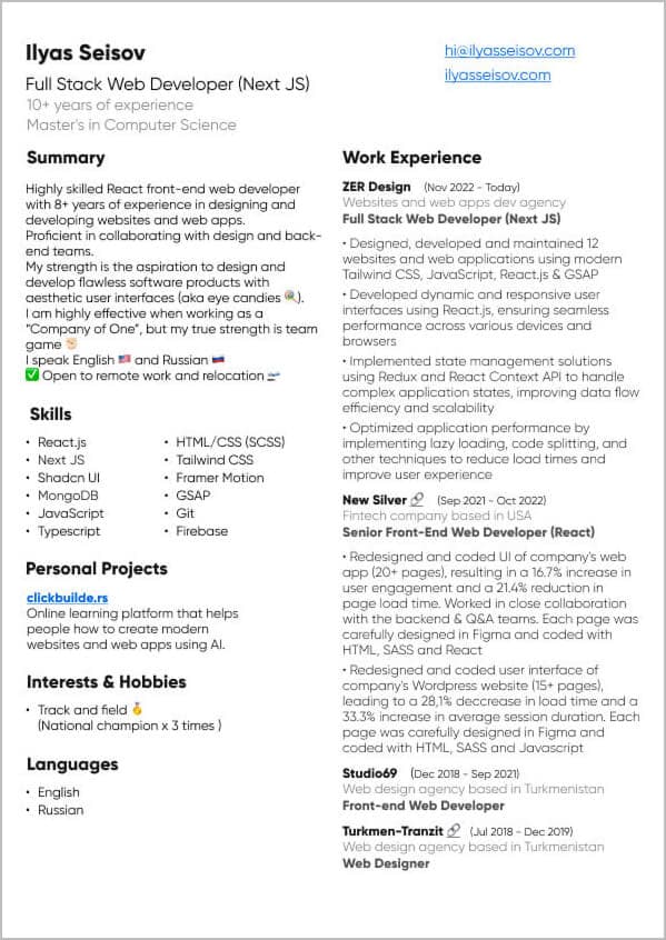 Download FREE Web Developer CV Template: Get Hired in 14 Days